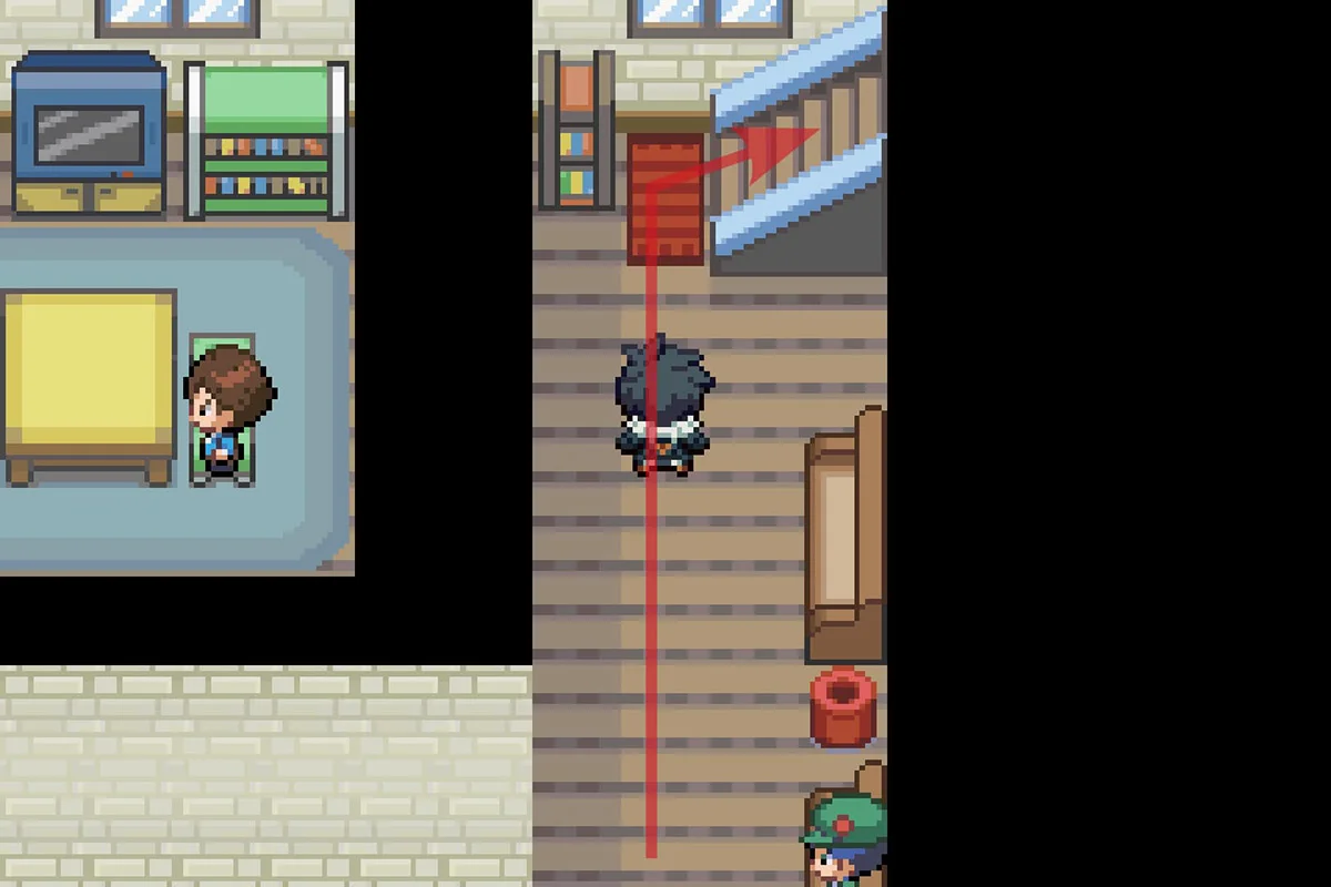 계단을 통해 2층으로 올라가기.