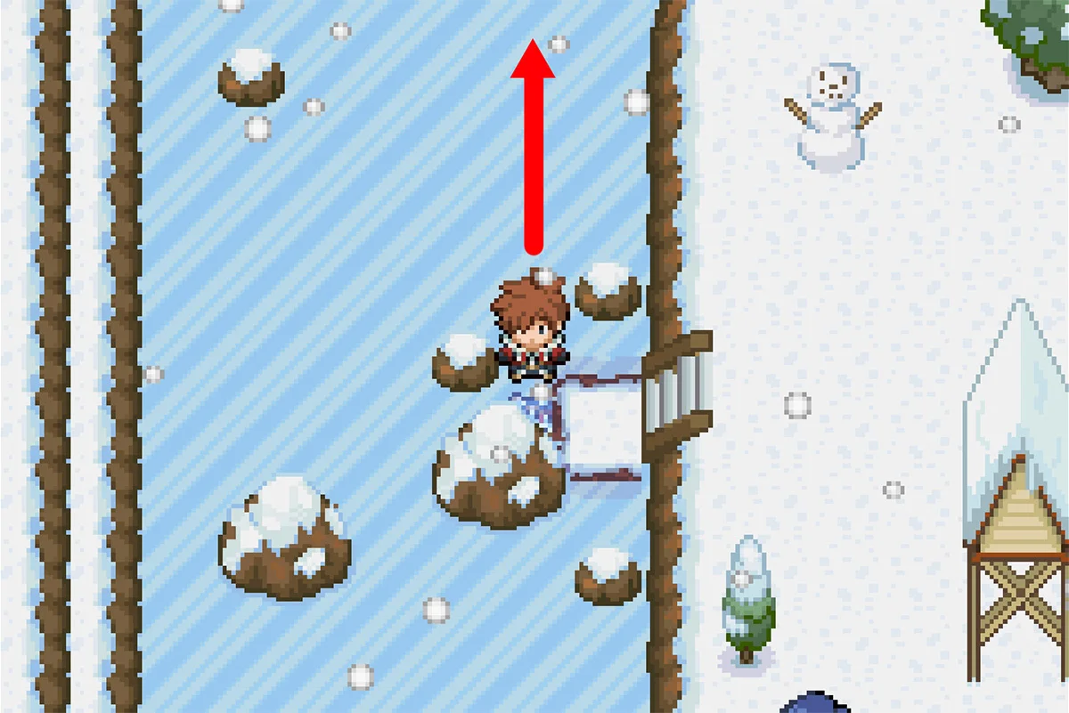 북쪽 방향으로 미끄러지기