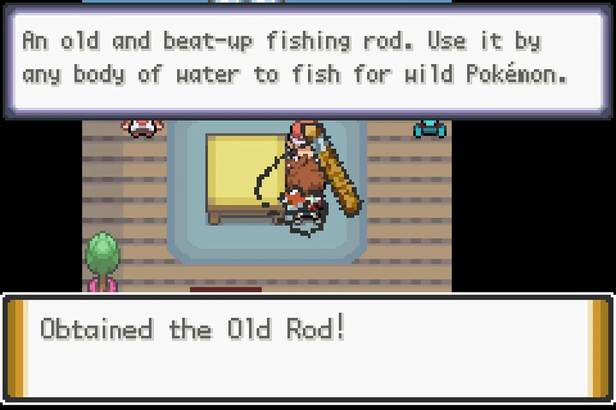 낡은낚싯대 획득.