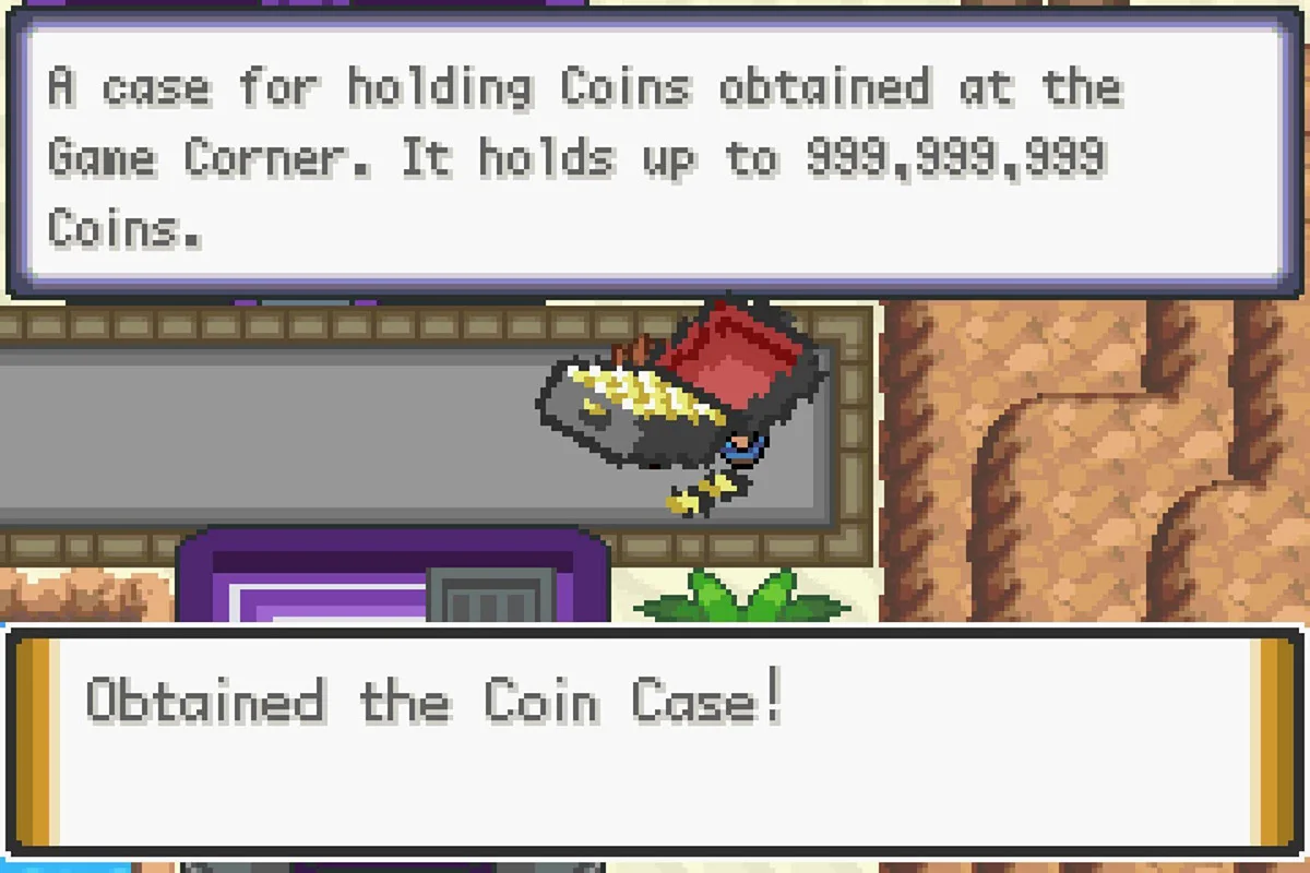 게임코너 밖의 NPC에게서 동전케이스 획득.