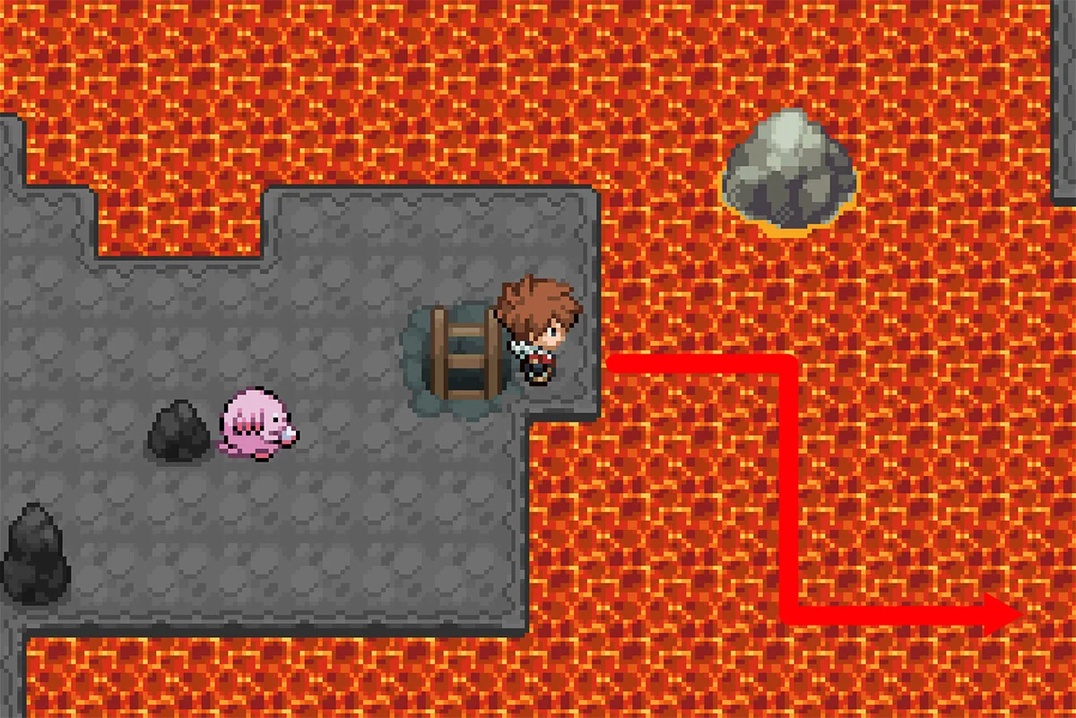 동굴 남동쪽 끝으로 이동