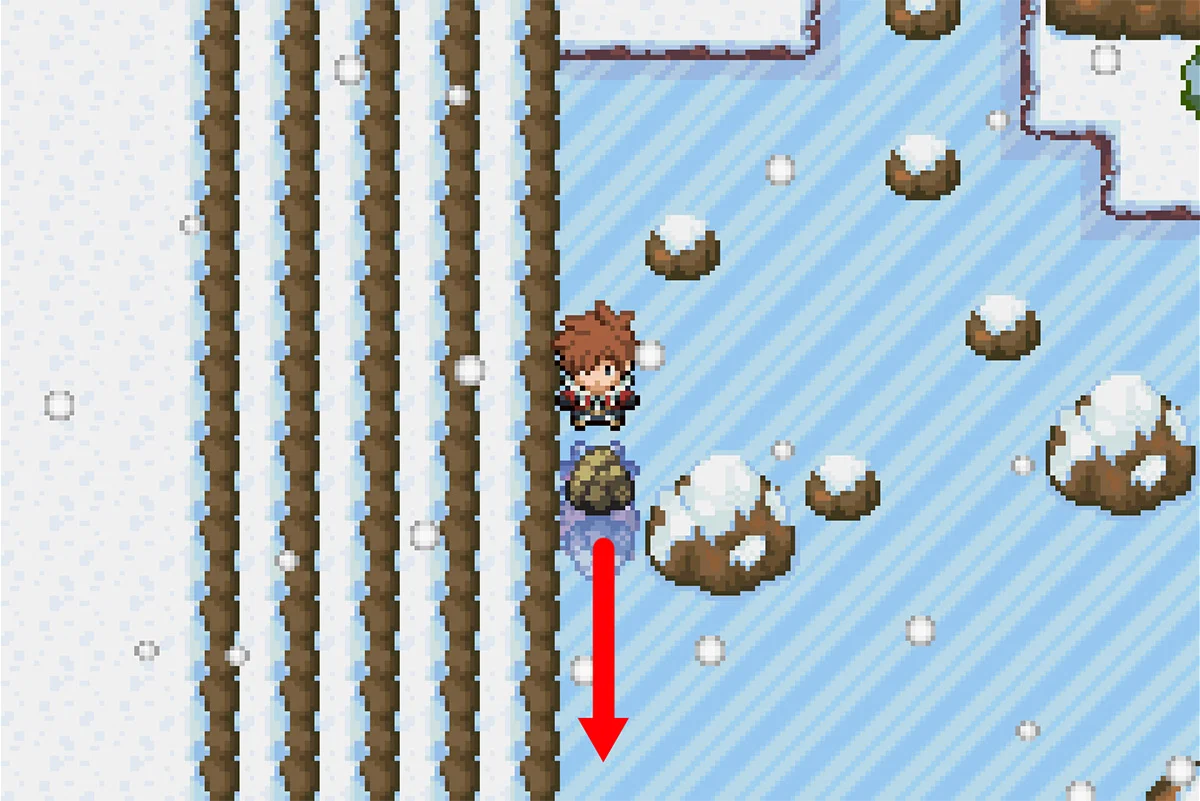 몬스터볼로 가는 길을 막고 있는 부술 수 있는 바위