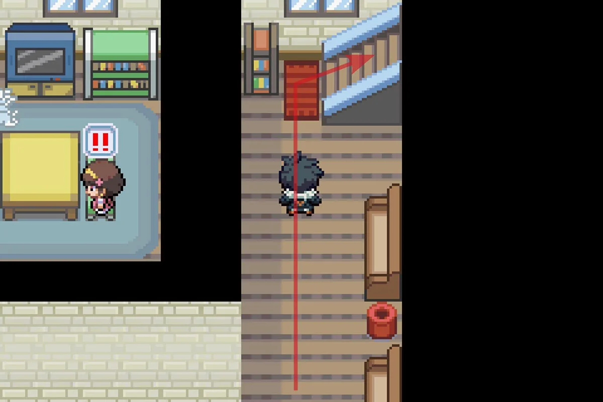 계단을 통해 2층으로 올라가기.