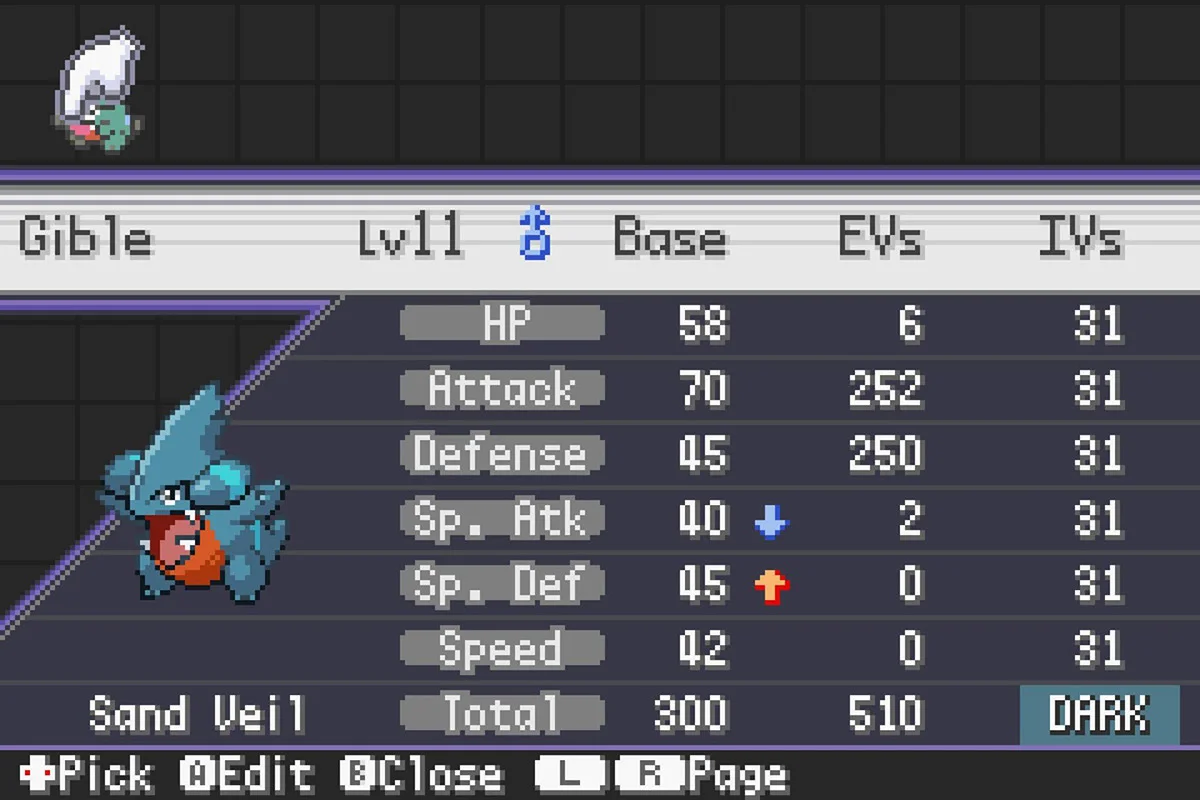 스탯 탐지기를 사용하여 딥상어동의 능력치 확인.