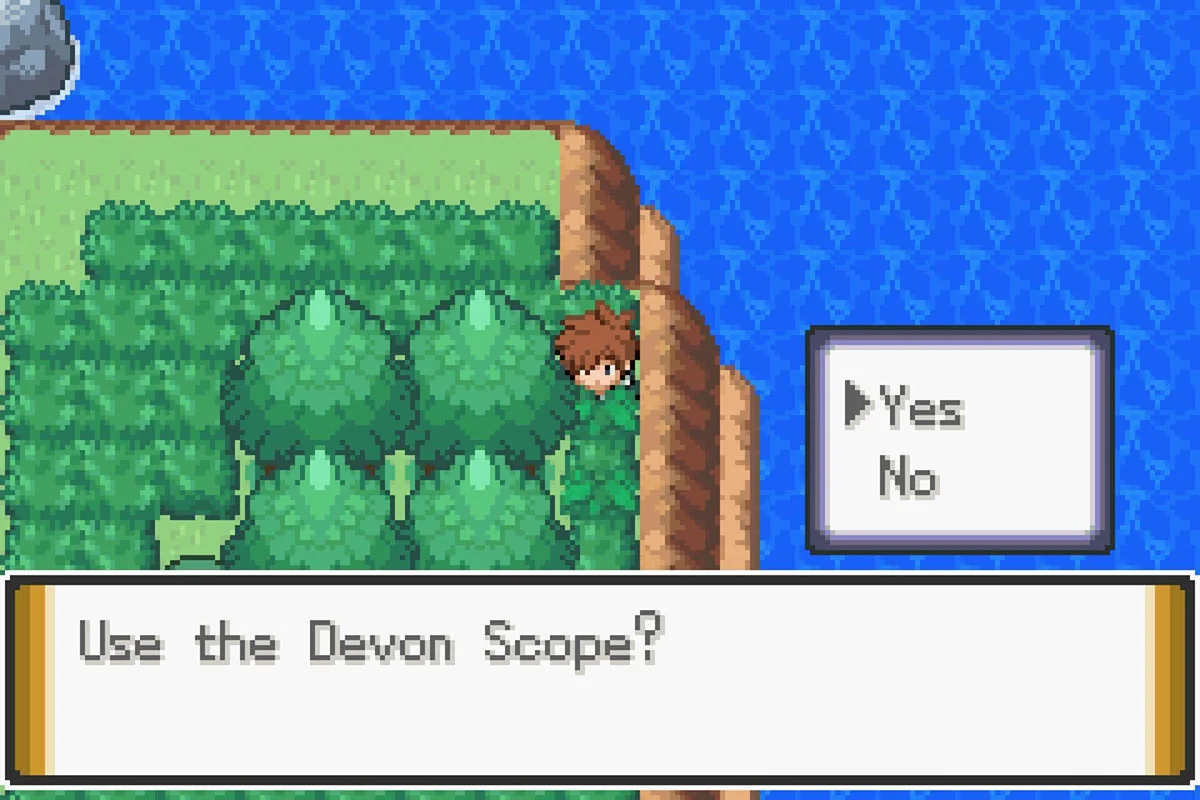 포획 가능한 켈리몬에게 데봉스코프 사용 여부를 묻는 장면.