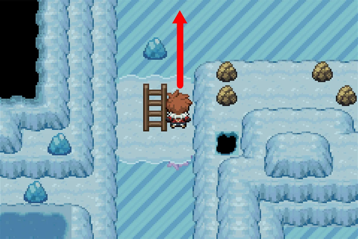 위쪽 얼음 퍼즐에서 위로 미끄러지기