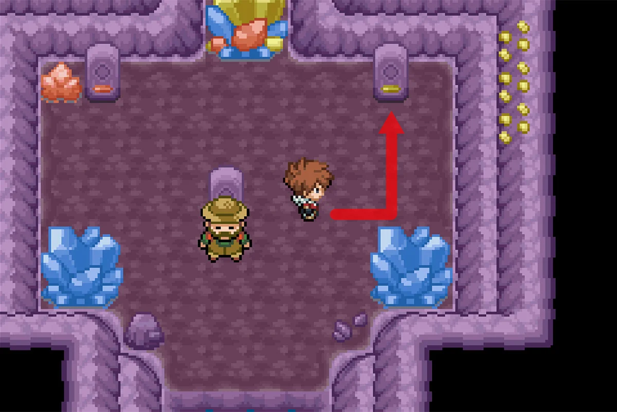 노란색 수정 무덤과 상호작용