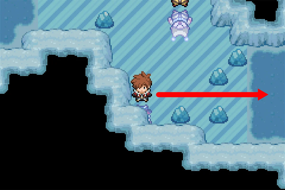 동굴 반대편으로 미끄러지기