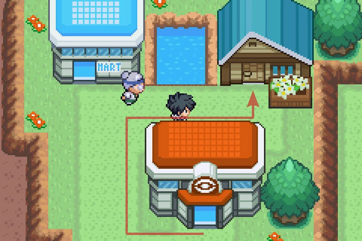 타미간 타운 포켓몬 센터 뒤에 있는 집으로 입장.