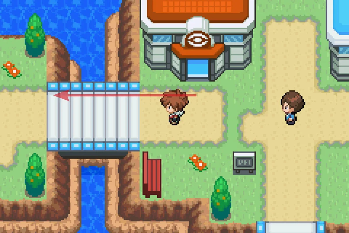 드레스코 타운 포켓몬 센터에서 서쪽으로 이동.