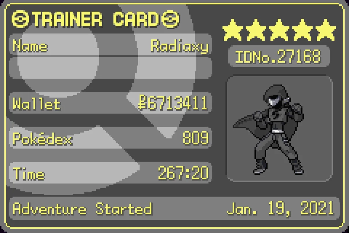 The Black Trainer Card. / Pokémon Unbound
