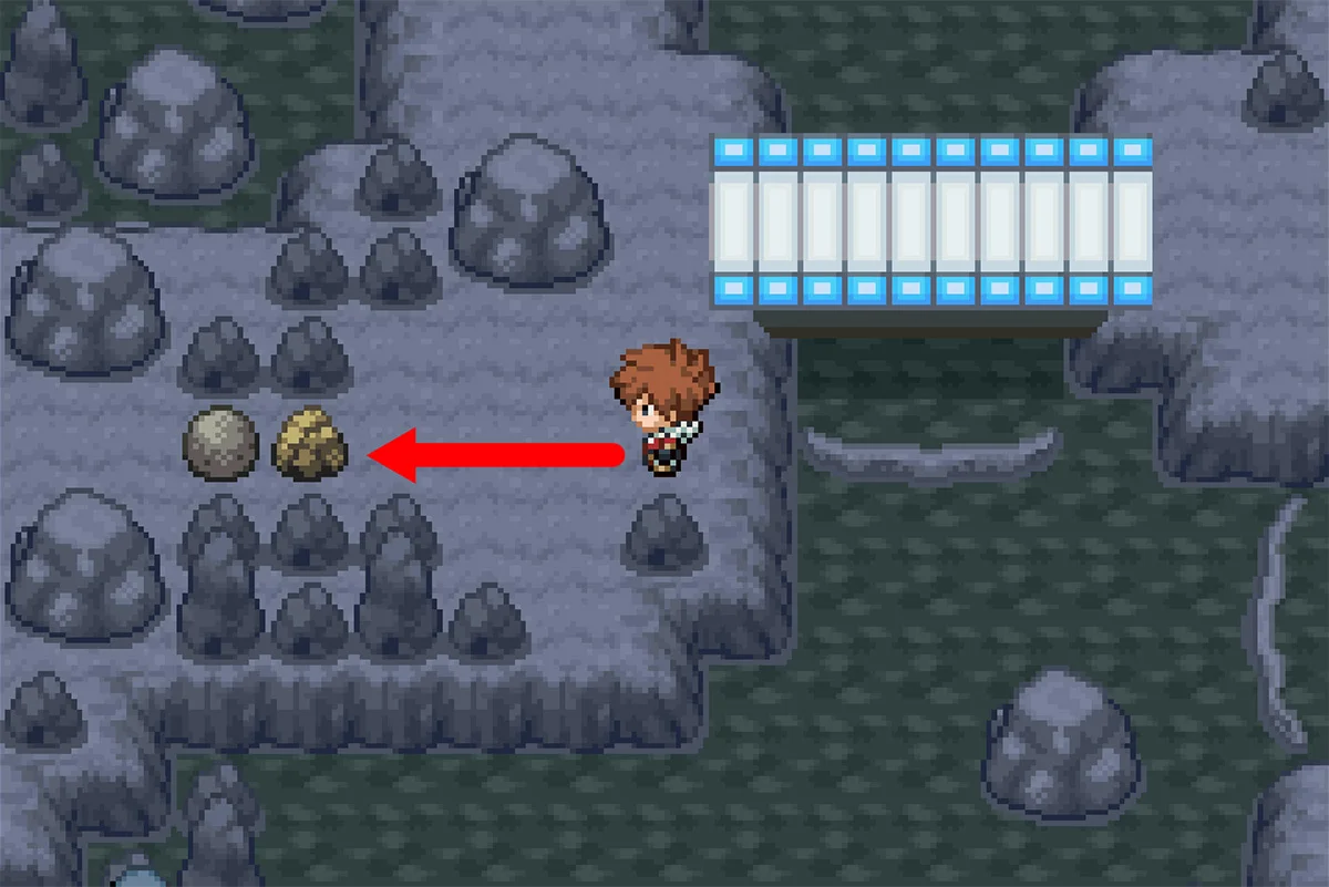 바위깨기를 사용하여 두 번째 바위 부수기