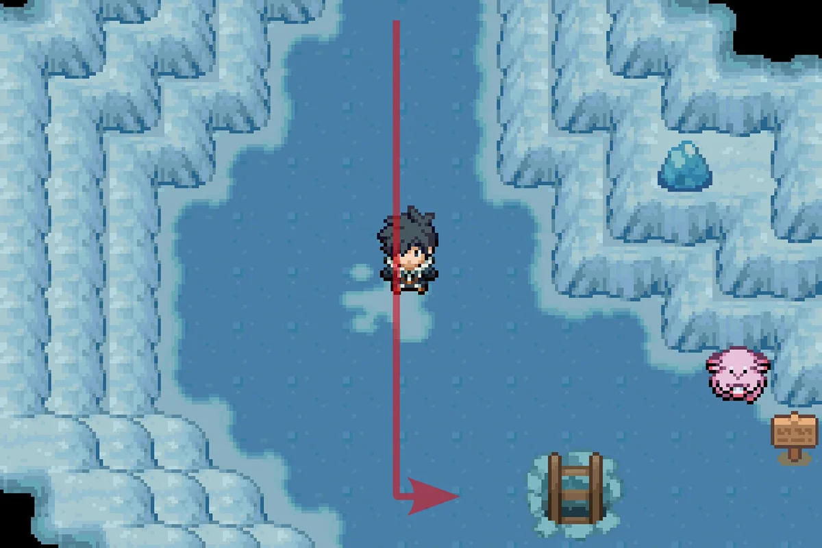 Approaching the ladder going down. / Pokémon Unbound