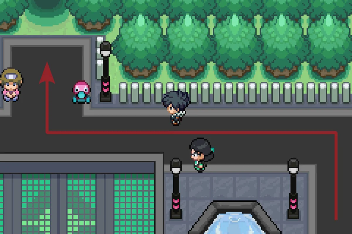 Exiting Cube Corp and going to Redwood Forest. / Pokémon Unbound