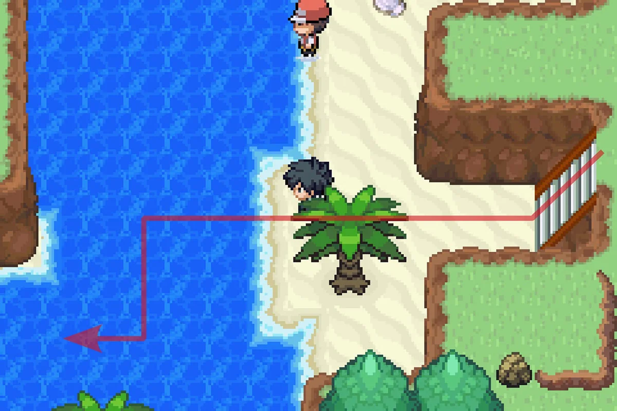 Using Surf to continue going west. / Pokémon Unbound