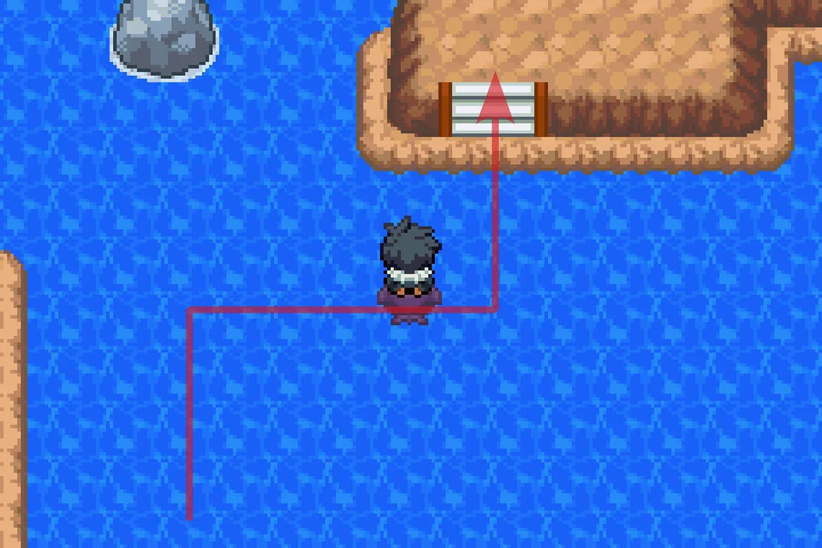 Landing on the rocky island. / Pokémon Unbound