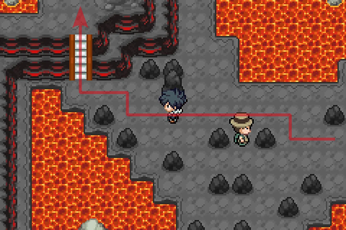 Climbing the stairs leading to a rocky platform. / Pokémon Unbound