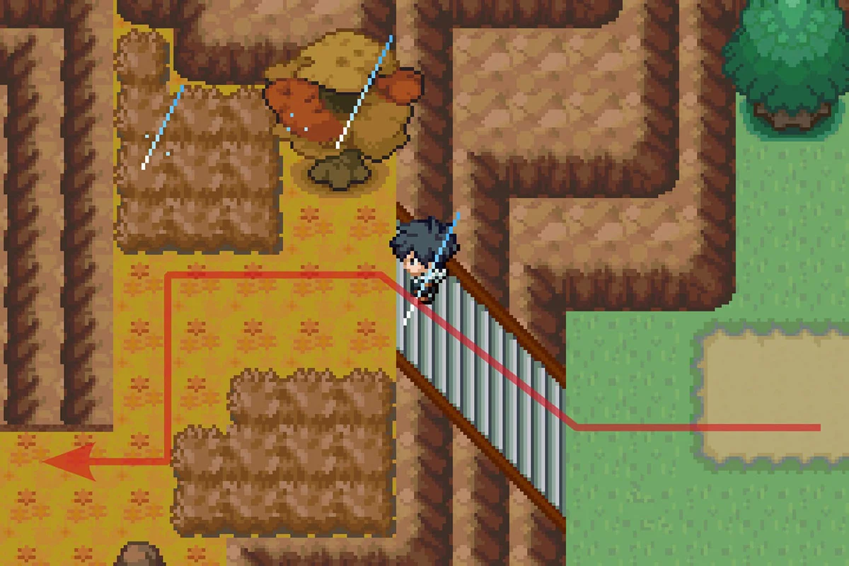 Climbing the stairs to Route 10. / Pokémon Unbound