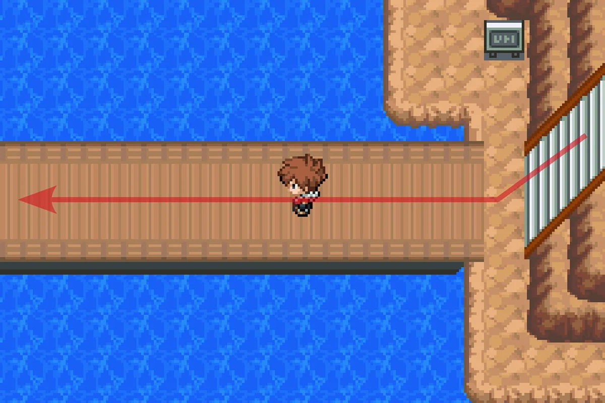 Continuing west after walking down the stairs. / Pokémon Unbound