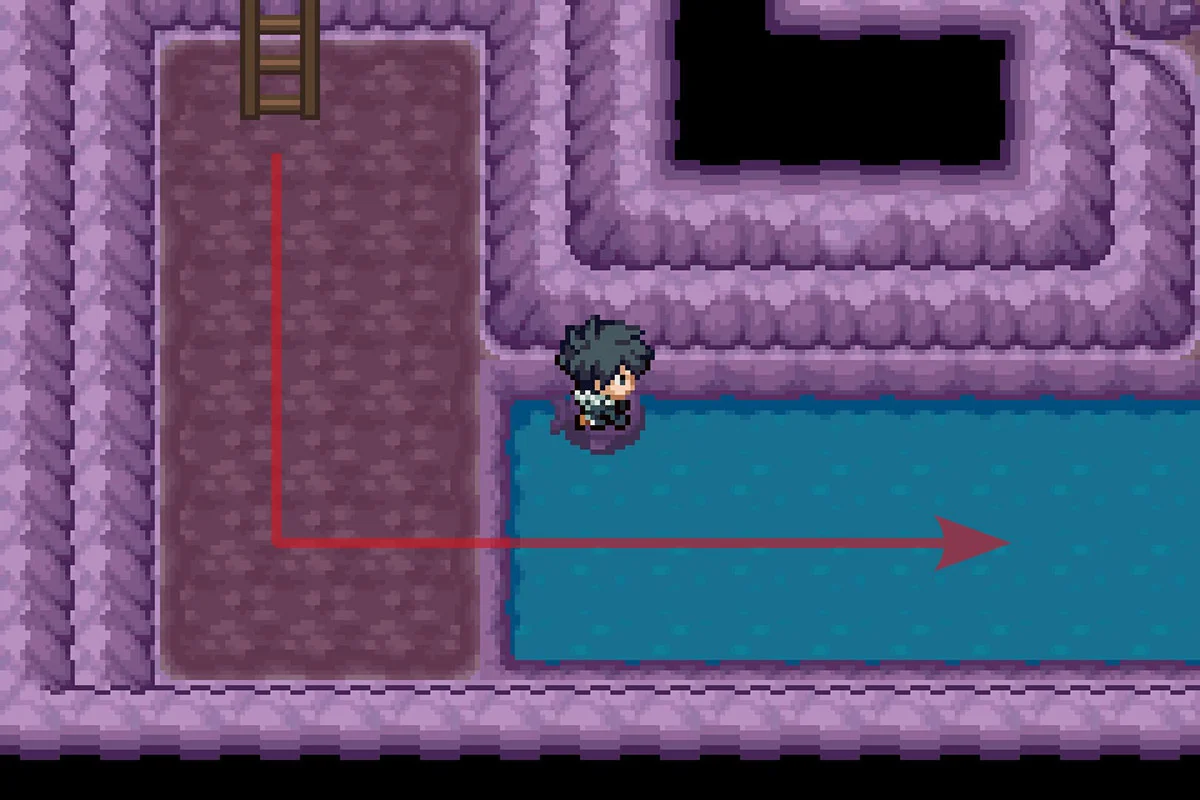 Using Surf to continue forward. / Pokémon Unbound