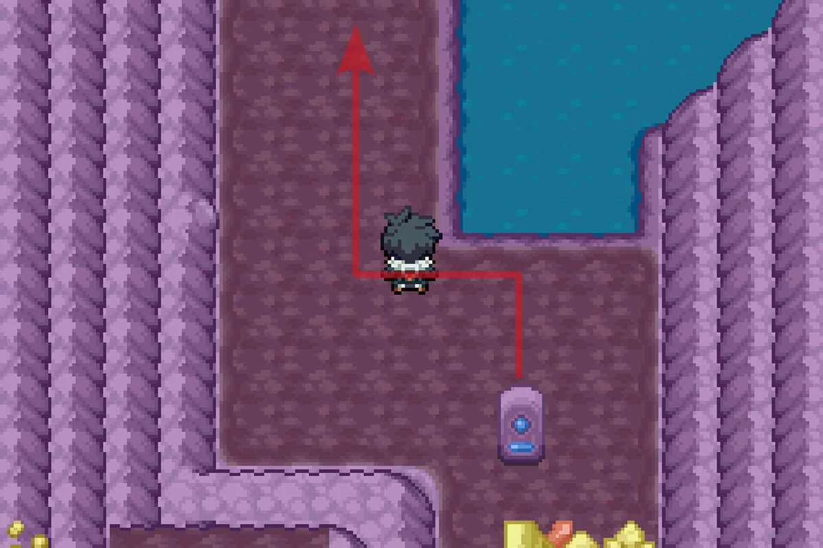 Backtracking toward the yellow crystals. / Pokémon Unbound