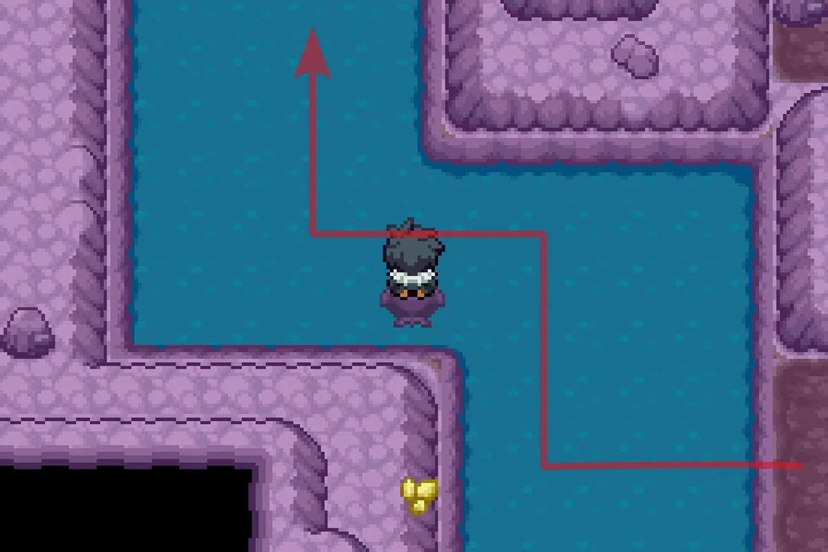 Using Surf to continue forward. / Pokémon Unbound