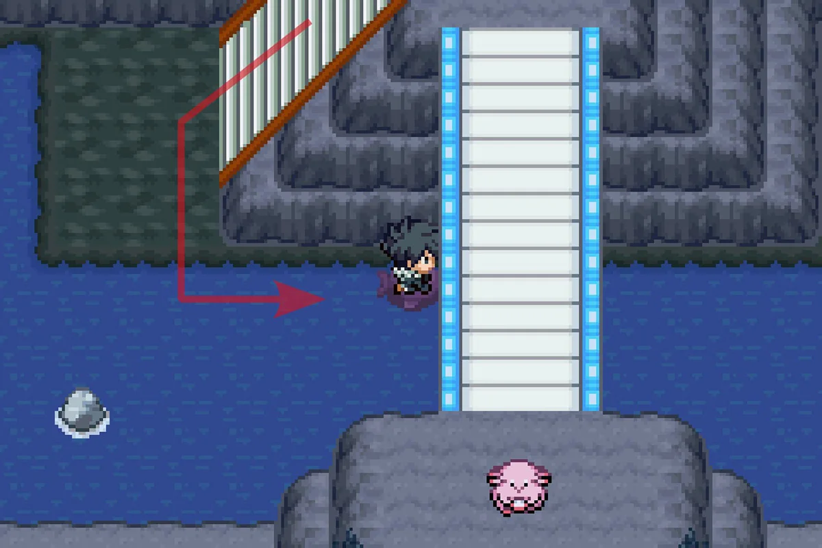 Using Surf to follow the water east. / Pokémon Unbound