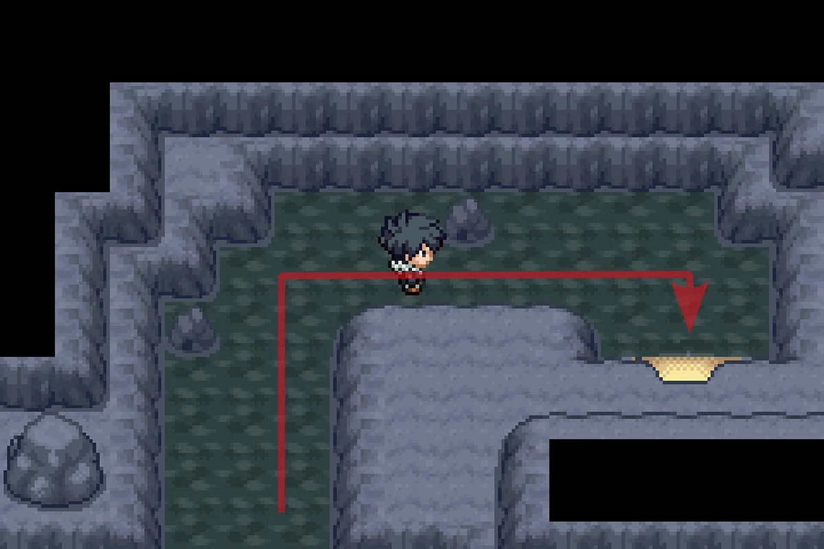 Exiting the cave area. / Pokémon Unbound