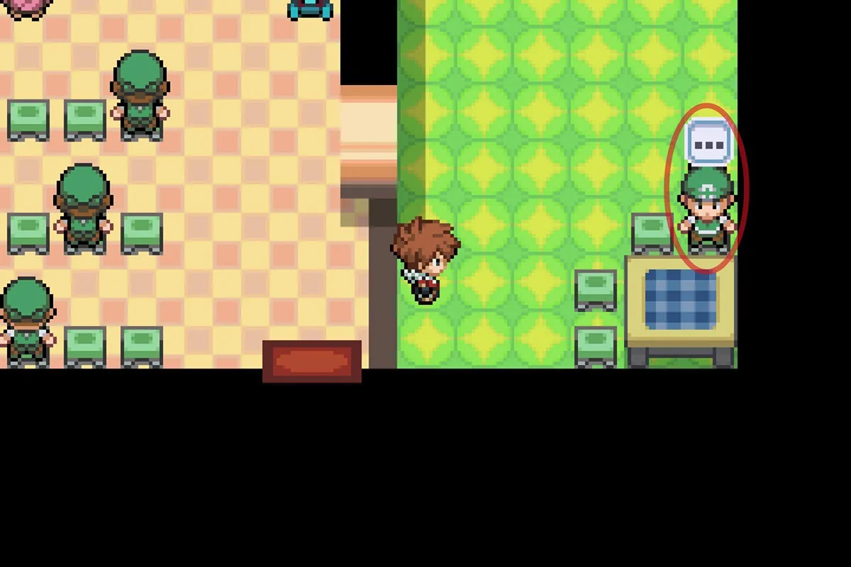 남동쪽 구석에 있는 NPC에게 접근.