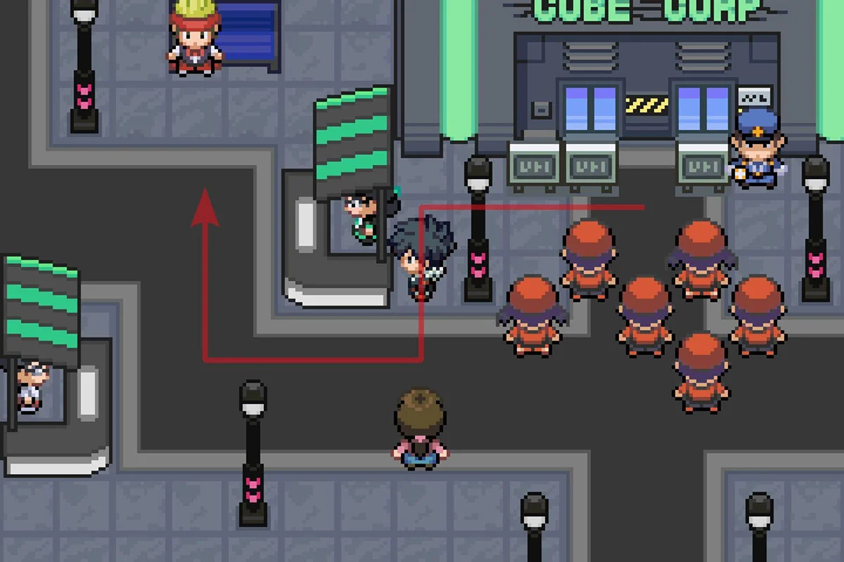 큐브 코퍼레이션 본사 건물에서 북서쪽으로 이동.