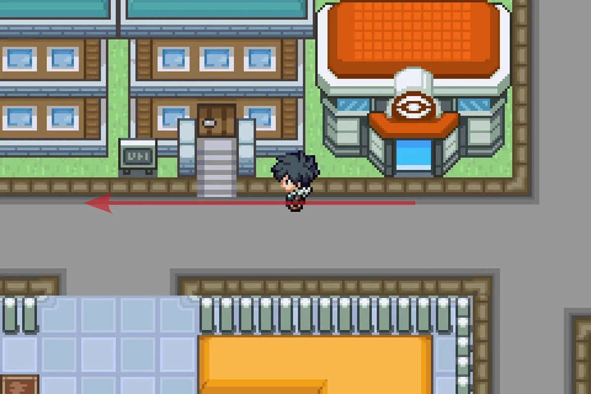 폴쇼어 시티 포켓몬 센터에서 서쪽으로 이동.