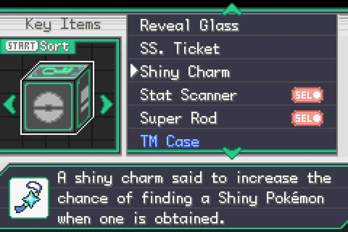 큐브에 있는 빛나는부적.