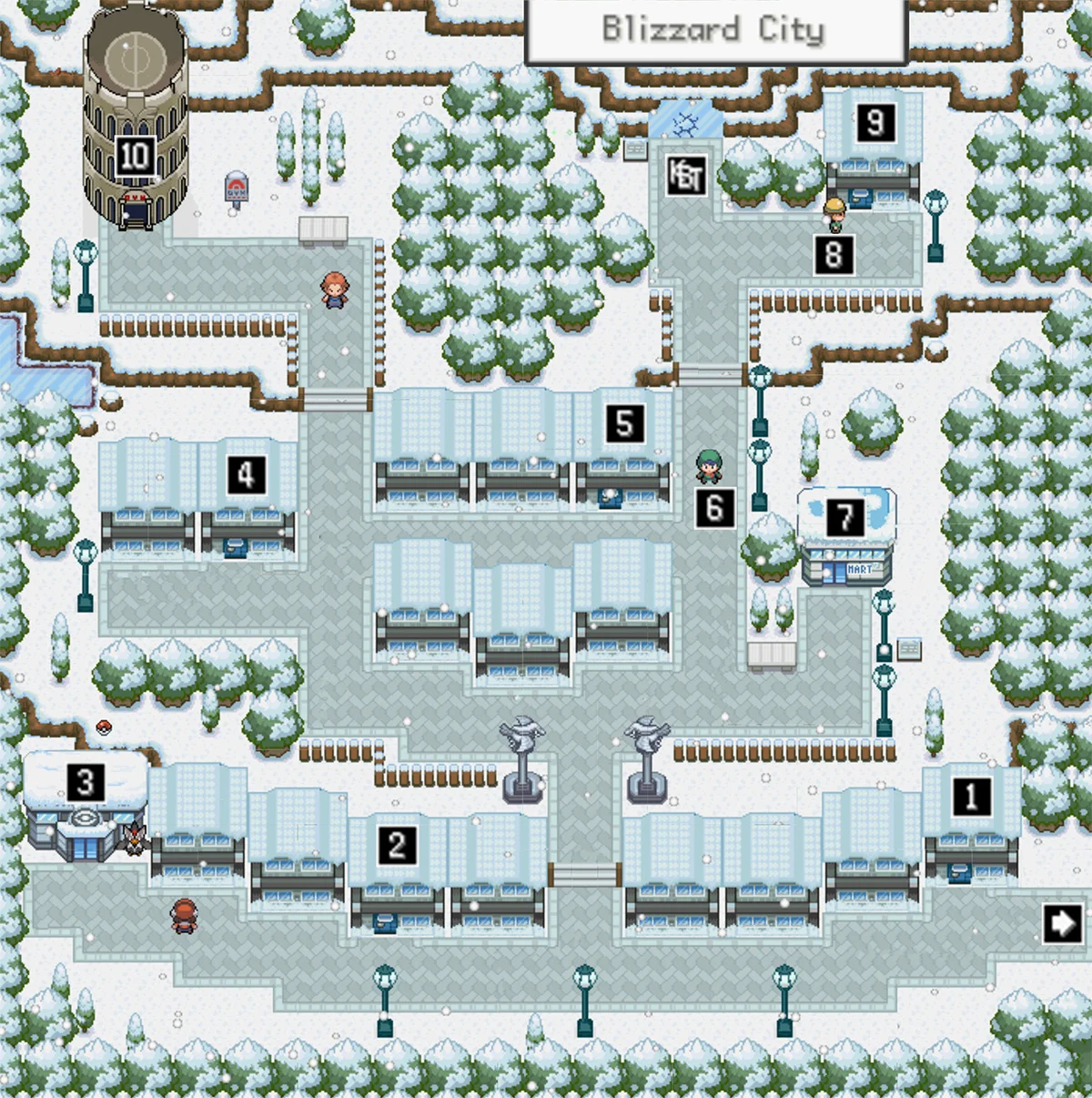 Blizzard City map / Pokémon Unbound