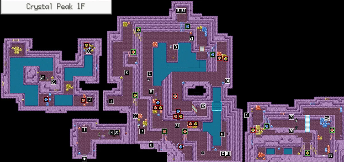 Crystal Peak 1F map / Pokémon Unbound