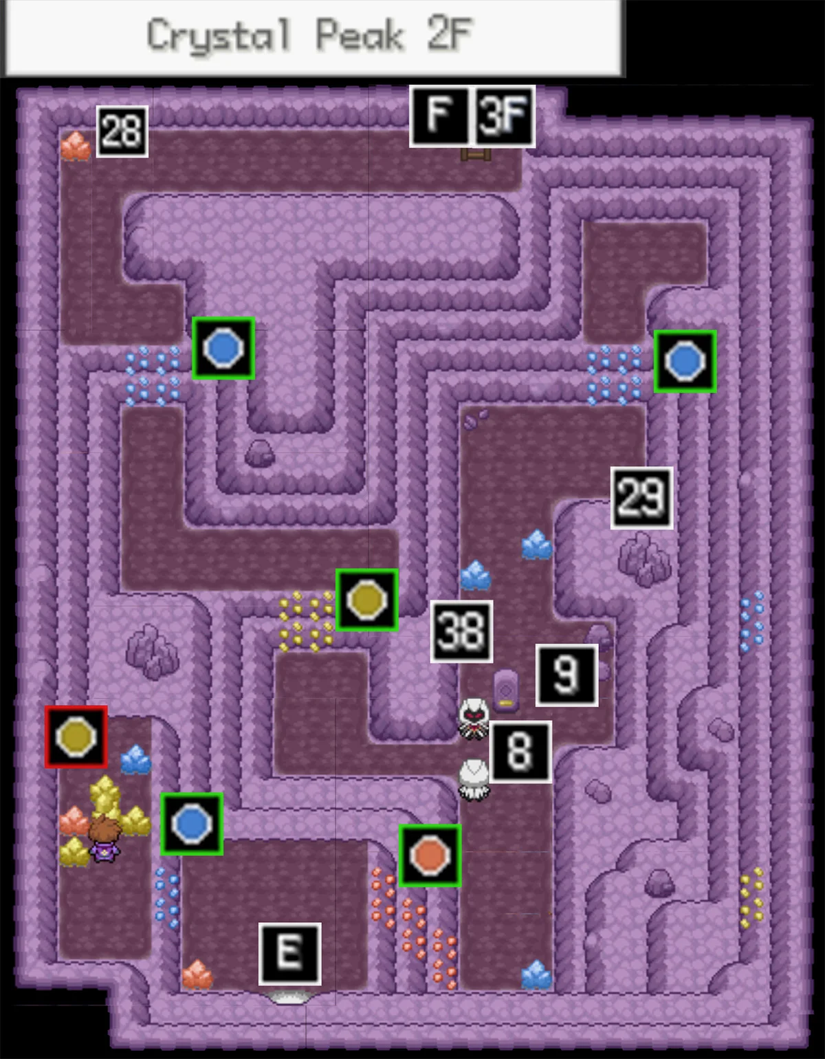 Crystal Peak 2F map / Pokémon Unbound