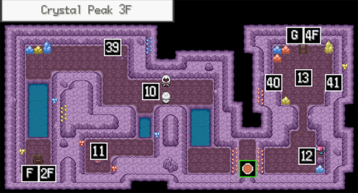 Crystal Peak 3F map / Pokémon Unbound