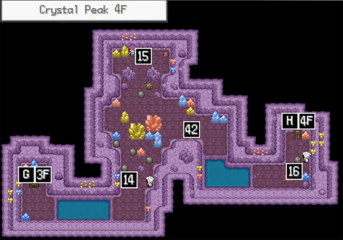 Crystal Peak 4F map / Pokémon Unbound