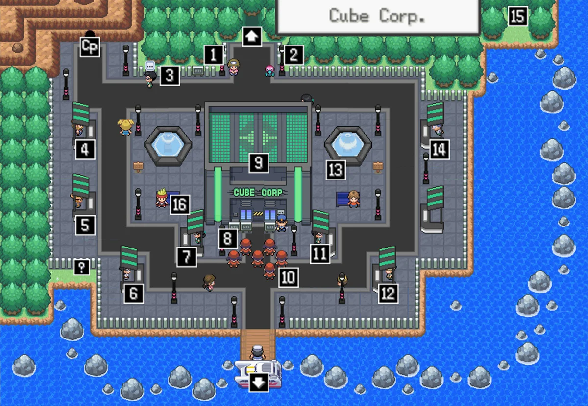 The path leading to the Cube Corp. Raid Den. / Pokémon Unbound