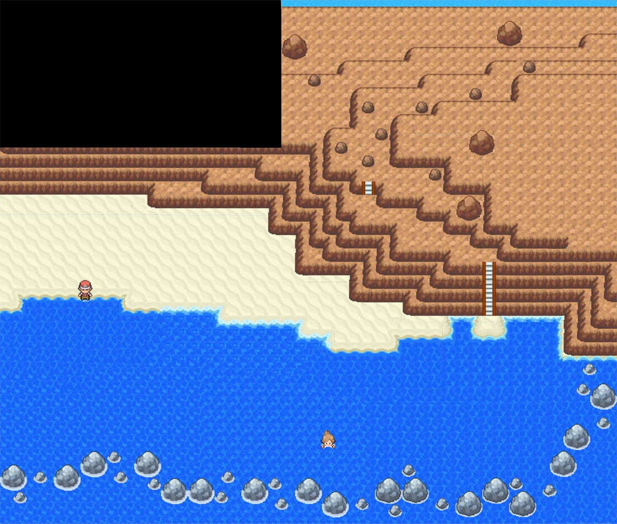 Fallshore Beach map (part of Route 11) / Pokémon Unbound