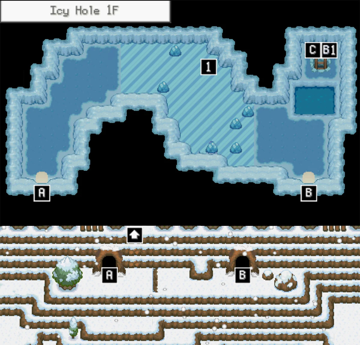 Icy Hole 1F map