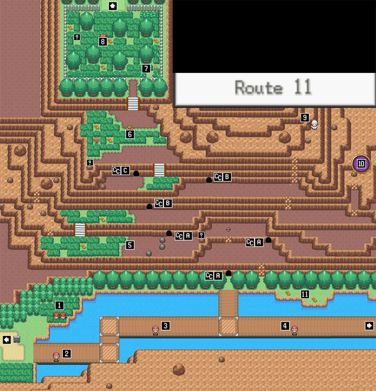 Route 11 map / Pokémon Unbound