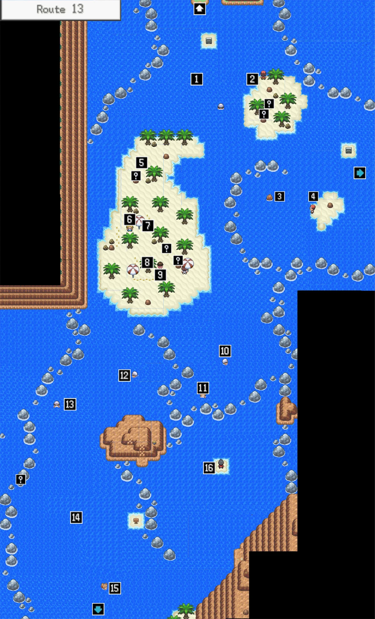 Route 13 map / Pokémon Unbound