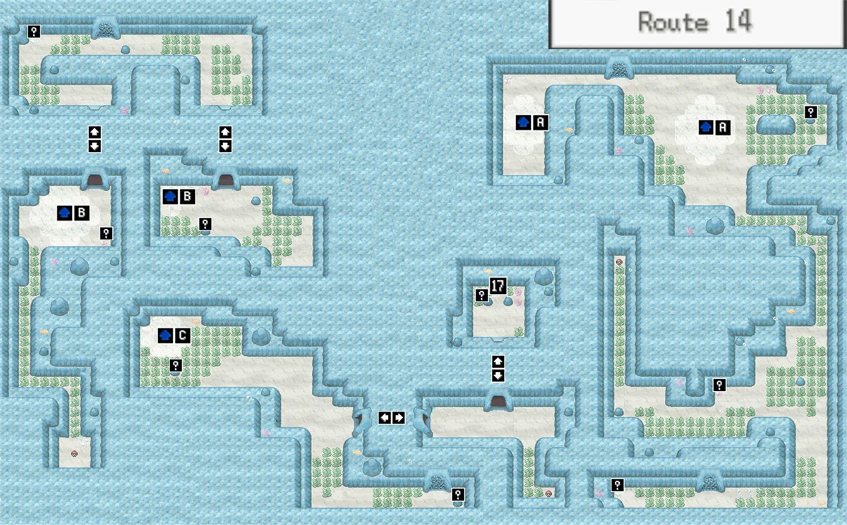 Route 14 map, underwater