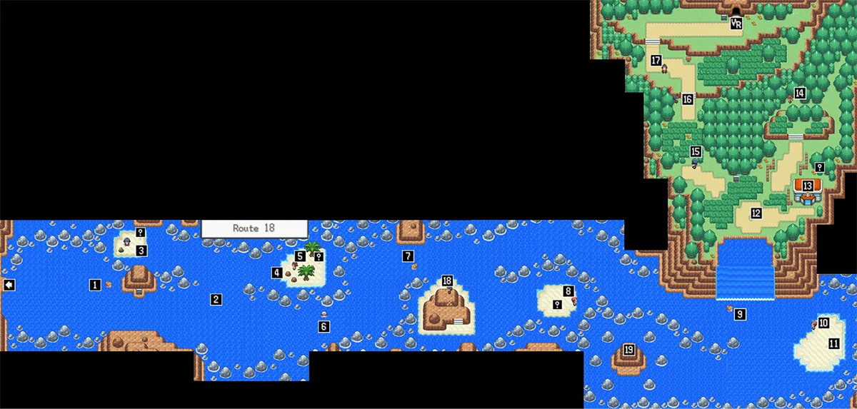 Route 18 map / Pokémon Unbound
