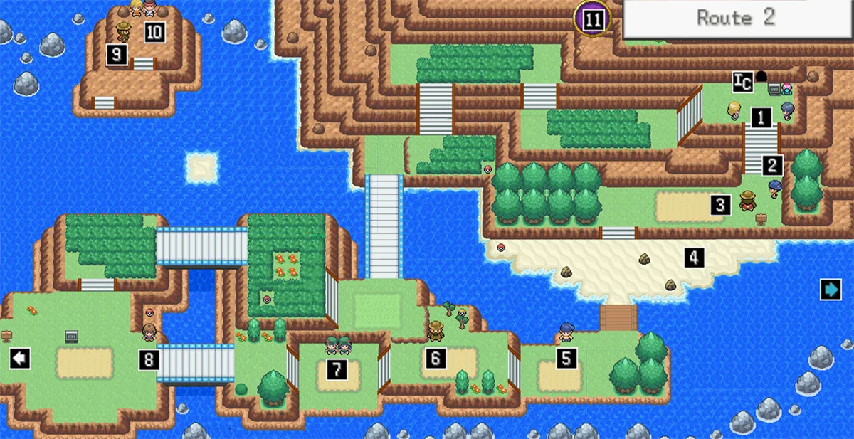 Route 2 map / Pokémon Unbound