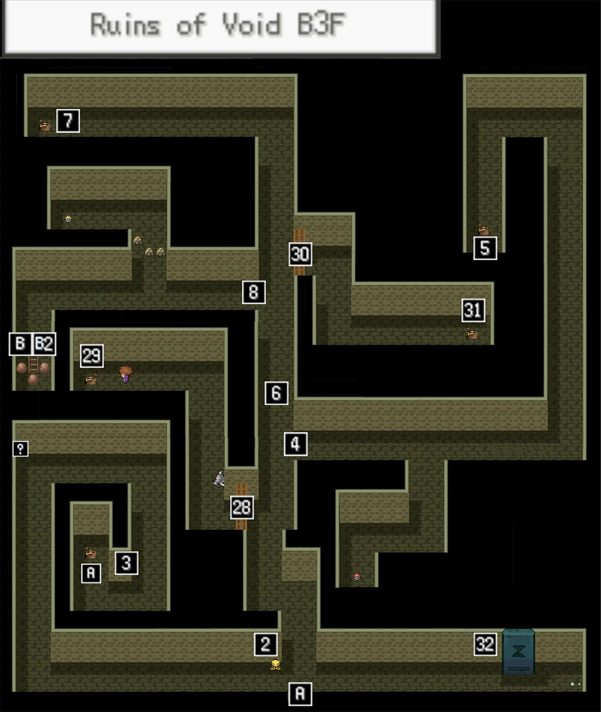 Ruins of Void B3F maze map