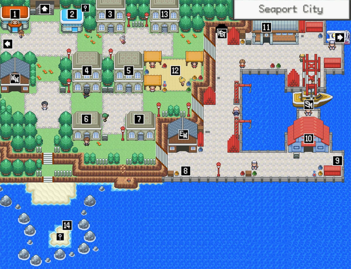Seaport City map / Pokémon Unbound