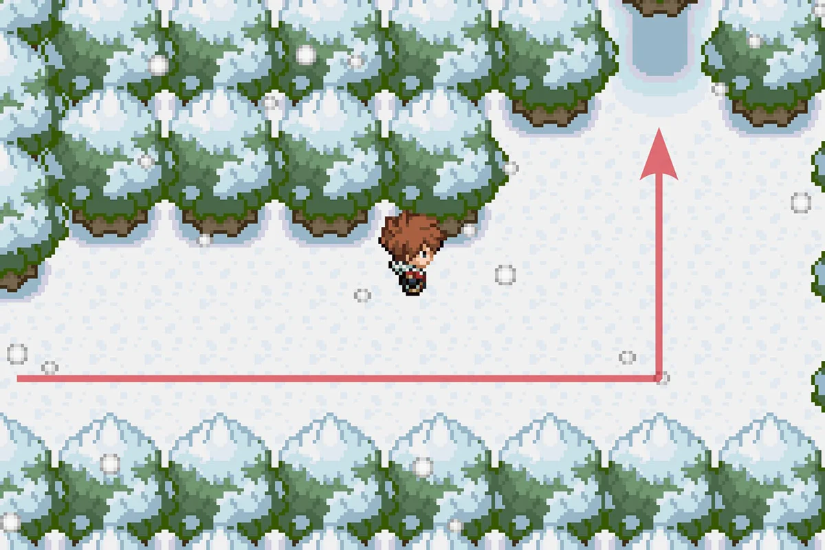 얼어붙은 숲으로 진입하는 모습. / Pokémon Unbound