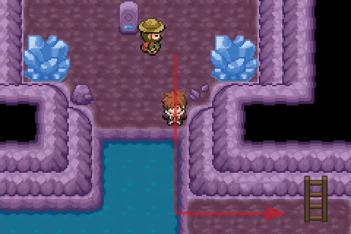 사다리를 타고 위층으로 올라가는 모습. / Pokémon Unbound