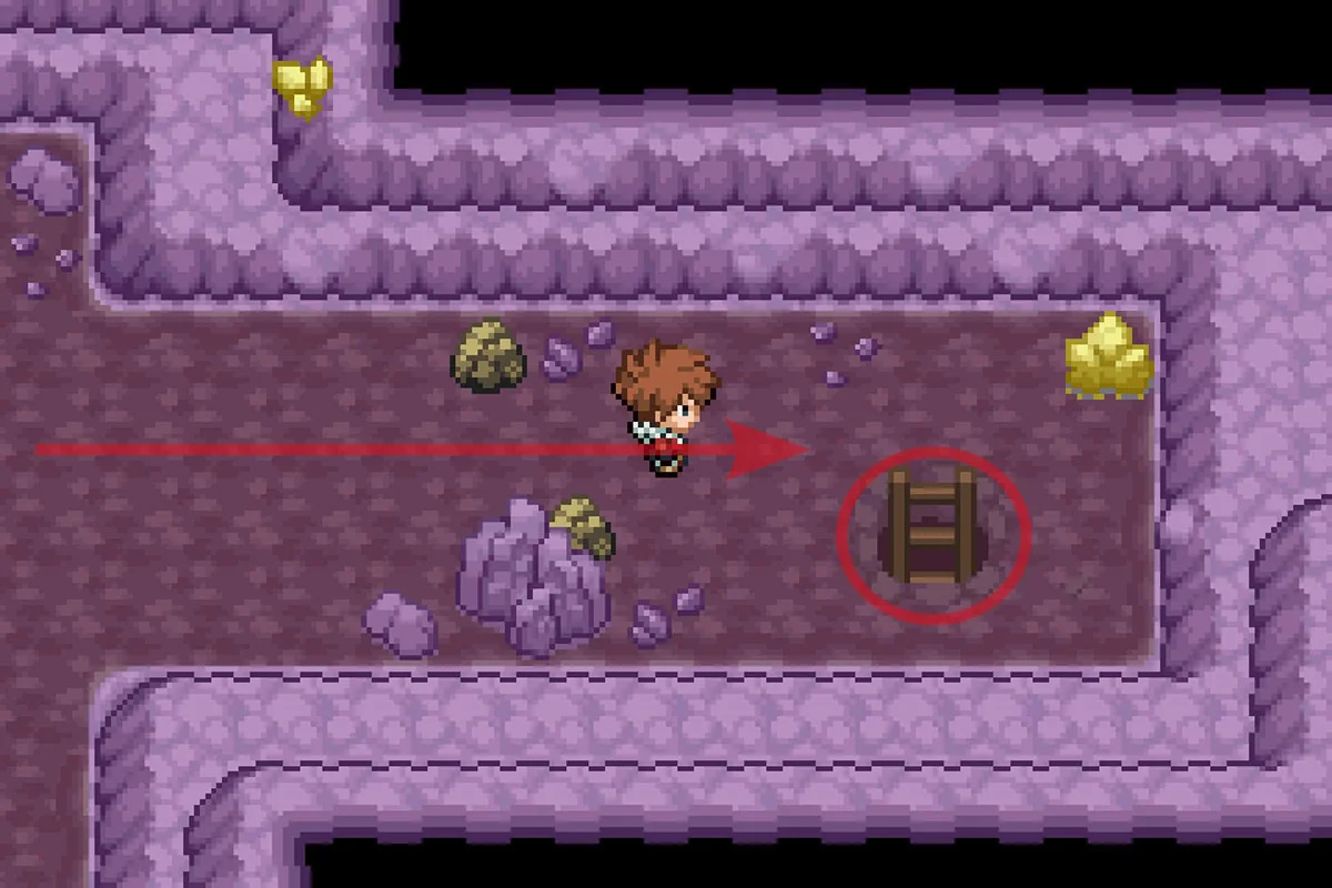 사다리를 사용하여 아래로 내려가는 모습. / Pokémon Unbound